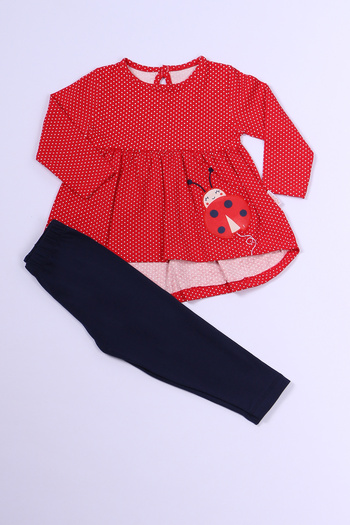 HÇM Girl's Tunic Set - Capri Tights, Ladybug Printed B59