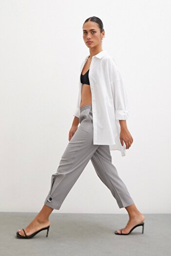 Never more Gray Loose Trousers - Elastic Design
