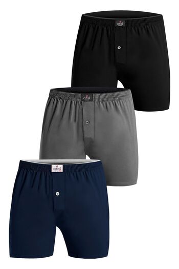 Öts Men's Colorful 3-Pack 100% Cotton Combed Plain Boxers