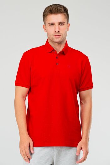 speedlife Red Polo Neck Men's T-Shirt - 100% Cotton, Short Sleeve XF1735