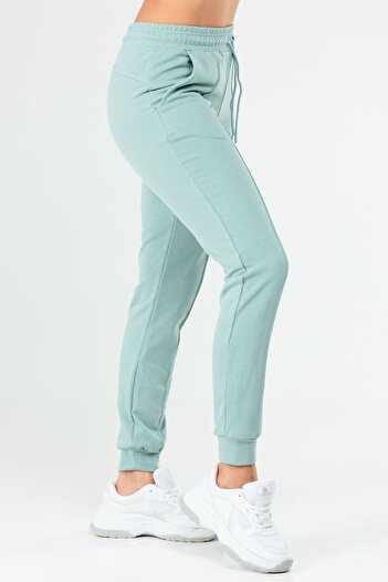 speedlife Green Regular Cotton High Waist Cuffed Women's Tracksuit Bottom Sd0940