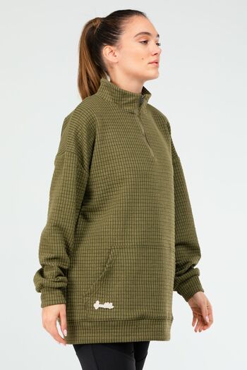 speedlife Khaki Regular Quilted Stand Collar Women's Tunic Sc1184