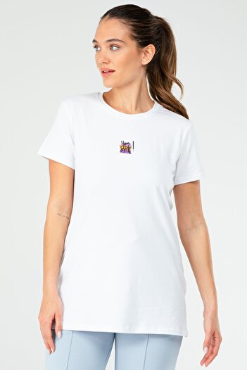 speedlife White Regular Cotton Crew Neck Short Sleeve Women's T-Shirt Sf0646