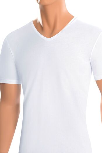 Öts Pack of 2 Men's Single Jersey V-Neck T-shirt White (100% Cotton)