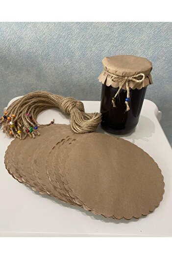 AdaEsintisi 50 Pieces of Kraft Paper and Beaded Binding Lanyard - for Jar Lid