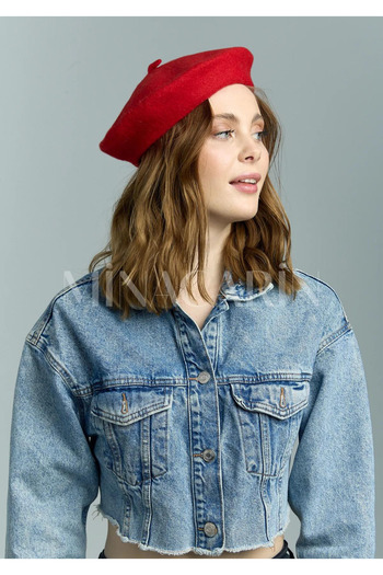MinaCarin Red Ecru French Felt Beret - Pack of 2