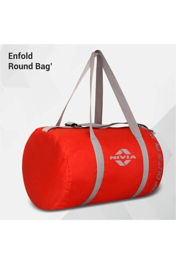 Nivia Enfold-01 Gym Bag | Polyester (Red/Grey, Standard) Duffel | Shoulder Bag