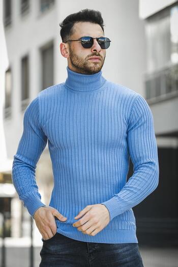Oksit Ανδρικό πουλόβερ με ζιβάγκο Seka 822 Thick Ribbed Slim Fit