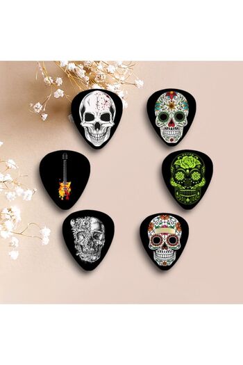 cantekin Gitar Pena 6 Adet Kuru Kafa Gitar Skull Baskılı Gitar Penası