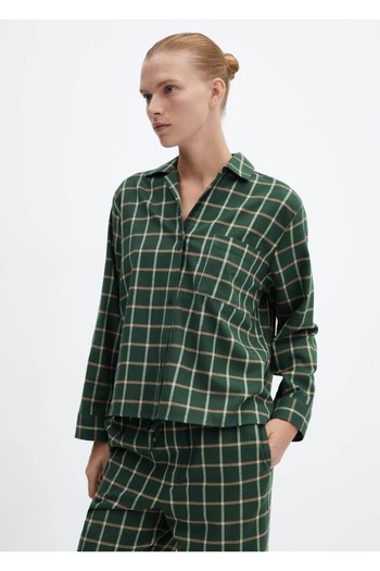 MANGO Woman Flannel Plaid Pajama Shirt