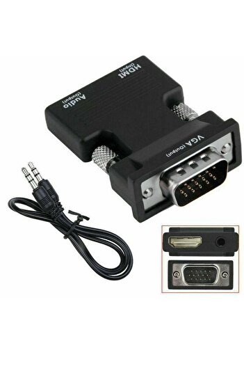 MAXGO Ses Destekli Hdmi to Vga Kablo Çevirici Dönüştürücü