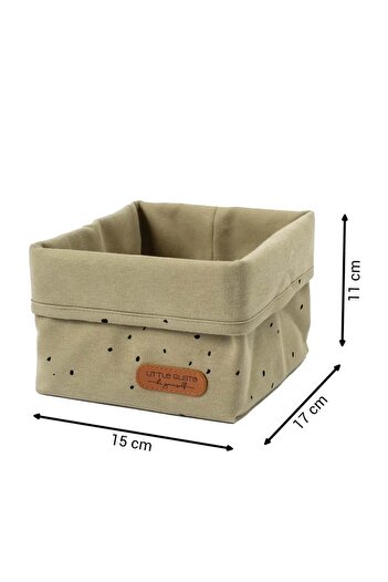Little Gusto Organizer Basket Baby Cosmos Khaki Organic Cotton 15x17 cm
