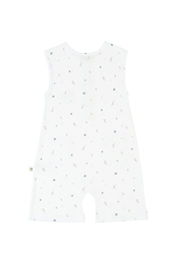 Little Gusto Floral Patterned Sleeveless Shorts Jumpsuit White