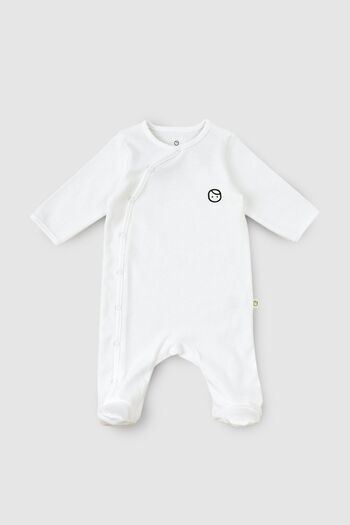 Little Gusto Jumpsuit with Booties Newborn White Organic Cotton