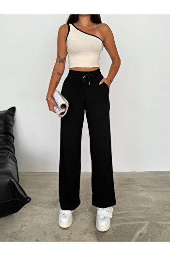 Noa Noa Wide Leg Plaszo Modal Fabric Trousers