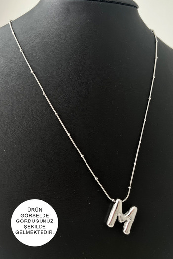 Modex Steel M Letter Balloon Pendant (Letter:1.5cm Chain:44+5)