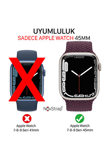 NovStrap Apple Watch Seri 7 8 9 45mm Ile Uyumlu Ekran Kasa Koruyucu Kapak Apple Watch 9 45mm Kılıf 360 Koruma