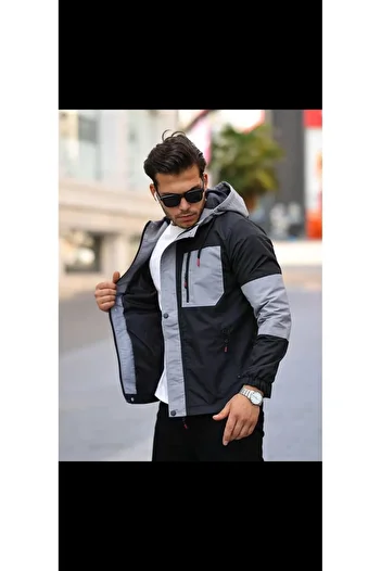 FLUEND MODA Men's Seasonal Coat Waterproof and Windproof Double Color Jacket