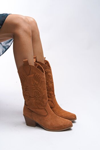 Riccon Γυναικείες μπότες Western Ihiovana Brown Suede 001288   - Κεντημένο