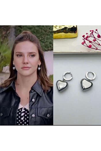 Çelik Alina Steel Gray Heart Earrings Trend