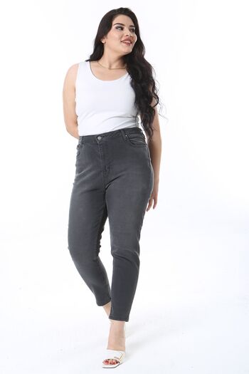 Şans High Waist Lycra Jeans - Large Size, 5 Pockets, Anthracite 65N38281