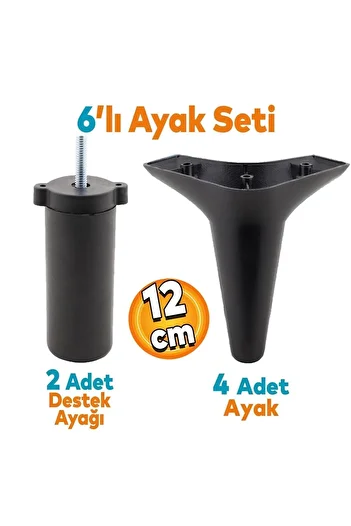 Badem10 Aspen Set 6 Mobilier Unitate TV Canapea extensibilă Fotoliu Baza de canapea Suport picioare 12 Cm Negru M8