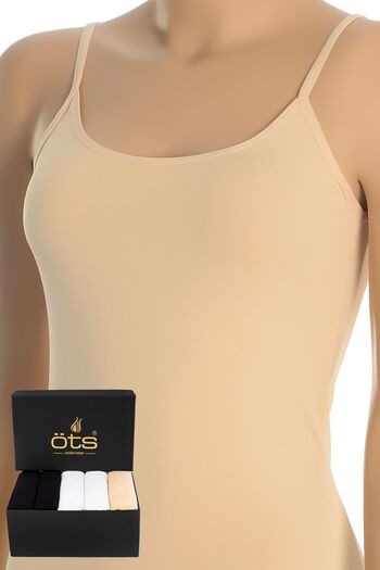 Öts Women's 5-Pack Cotton Rope Strap Undershirt in Black Premium Special Box