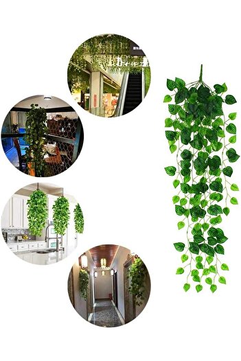 Nettenevime Yapay Çiçek Sarkan Sarmaşık Sarı Yeşil Oval Yaprak Desenli 9dallı Sarkan Bitki