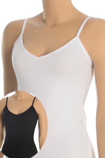 Öts Women's 2-Piece Colorful V-Neck Cotton Lycra Thin Strap Undershirt