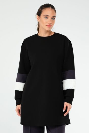 speedlife Black Regular Cotton Crew Neck Women's Tunic Sc1182
