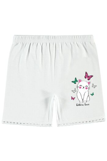 Öts White Cotton Combed - Girl's Mini Shorts Boxer