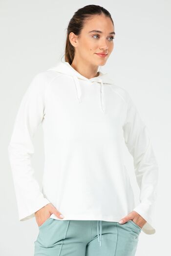 speedlife Ecru Regular Cotton Hooded Women's Sweatshirt Sc1176
