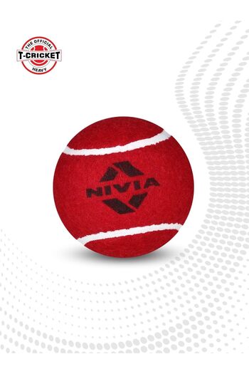 Nivia Heavy Tennis Ball Cricket Ball (Red, Pack of 12) | Leather | Suitable for Practice Game