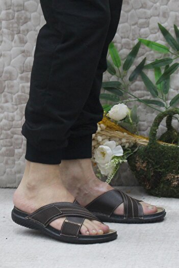 fort 171202   Model Anatomical Flexible and Comfortable Men's Brown Slippers