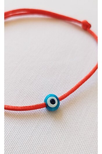 Bella Sera Studio Red Satin Rope Glass Evil Eye Beaded Anklet