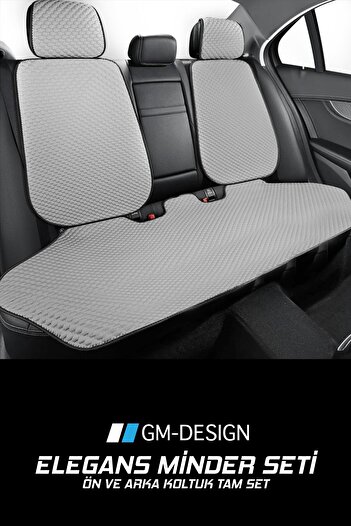 GM-DESIGN غطاء وسادة مقعد السيارة المضاد للتعرق من إليجانس مع جيوب - (مجموعة كاملة من الأمام والخلف - مع مسند رأس خلفي)