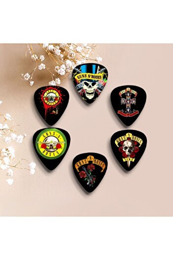 cantekin Gitar Pena 6 Adet 0.71mm Guns N' Roses Baskılı Özel Tasarım Çift Taraf Baskılı Pena