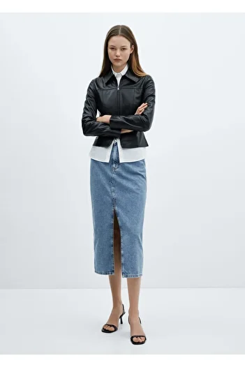 MANGO Woman Fusta midi din denim