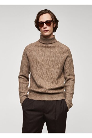 MANGO Man knitted sweater - roll-up collar