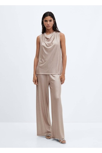 MANGO Woman Elastic waistband wideleg pants