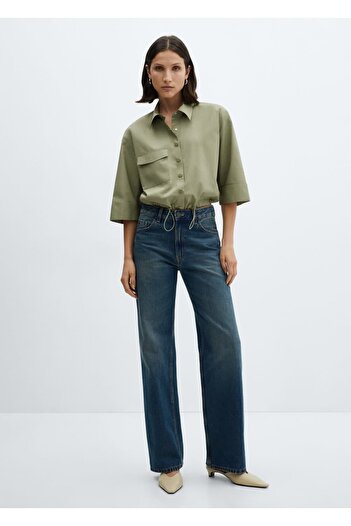MANGO Woman Cotton shirt with adjustable hem