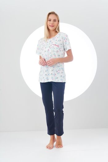 PJS 24111 Set de pijamale cu modele de top pentru femei