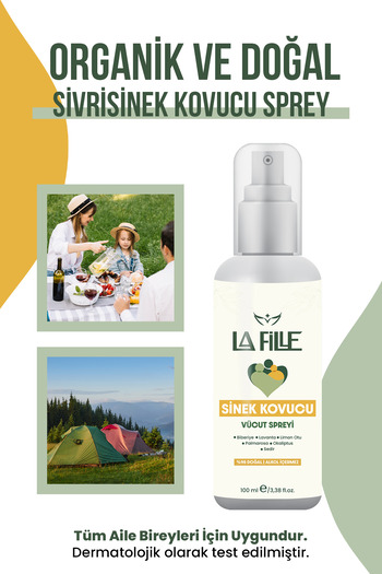 LAFİLLE Sivrisinek Kene Bit Pire Böcek Kovucu Ve Koruyucu Etkili Doğal Bitkisel Vücut Spreyi 100ml