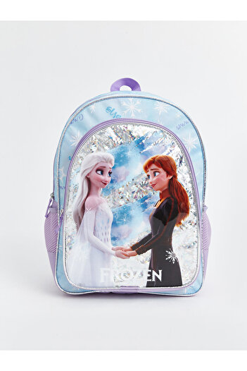 LC Waikiki Geniş İç Hacimli Parlak Frozen Baskılı Kız Çocuk Okul Çantası (31x42x15,5 cm)