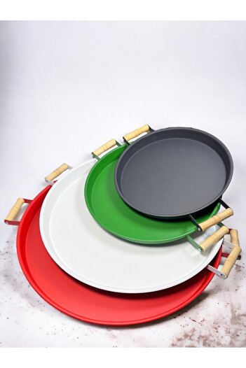 kitchen trend 4 Piece 51red, 45white, 37green, 30black Metal Tray with Wooden Handles Tea Tray Presentation Tray Set