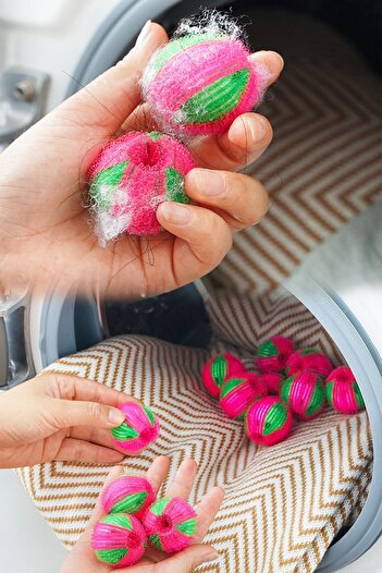 KUSTAR 6 Pieces Magic Clothes Washing Drying Lint Cleaning Balls Hair Feather Bristle Rope Cleaning Balls