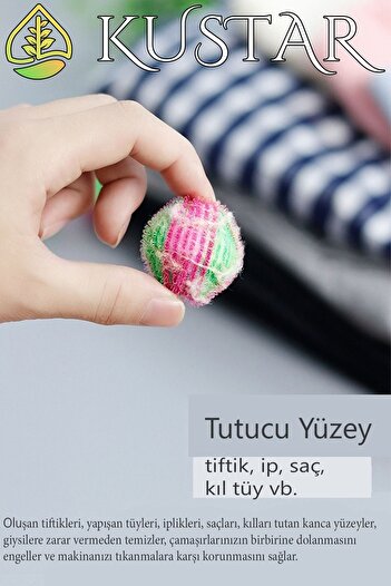 KUSTAR 6 Pieces Magic Clothes Washing Drying Lint Cleaning Balls Hair Feather Bristle Rope Cleaning Balls