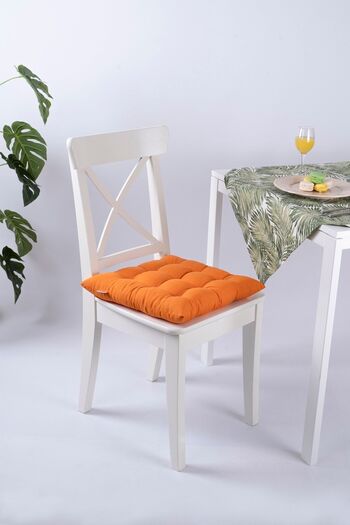 ALTINPAMUK Daisy Fluffy - Orange 9 Stitched Lace up Chair Cushion