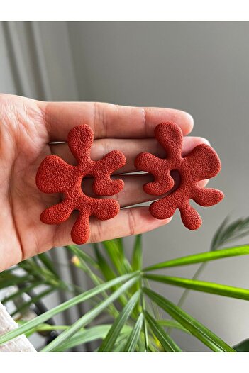 Gizy Store Polymer Clay Handmade Special Design Mold Cinnamon Color Women's Earrings