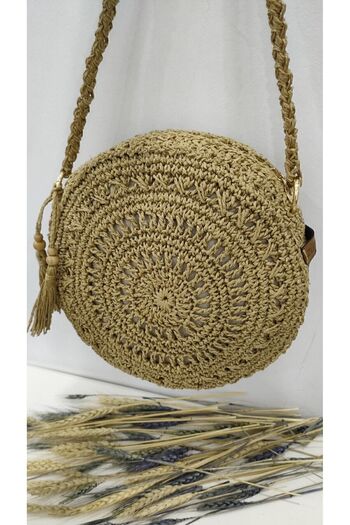 ZÜMAL Zippered Luxury Hand Knitted Paper Rope Oval Women's Shoulder Bag (Lash Color)